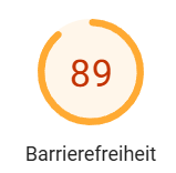 Ergebnis aus PageSpeed Insights zur Barrierefreiheit. Ein orangener Kreis mit einer 89 in der Mitte.
