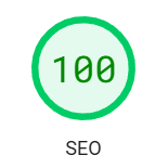 Ergebnis von PageSpeed Insights zu SEO. Ein grüner Kreis mit einer 100 in der Mitte.